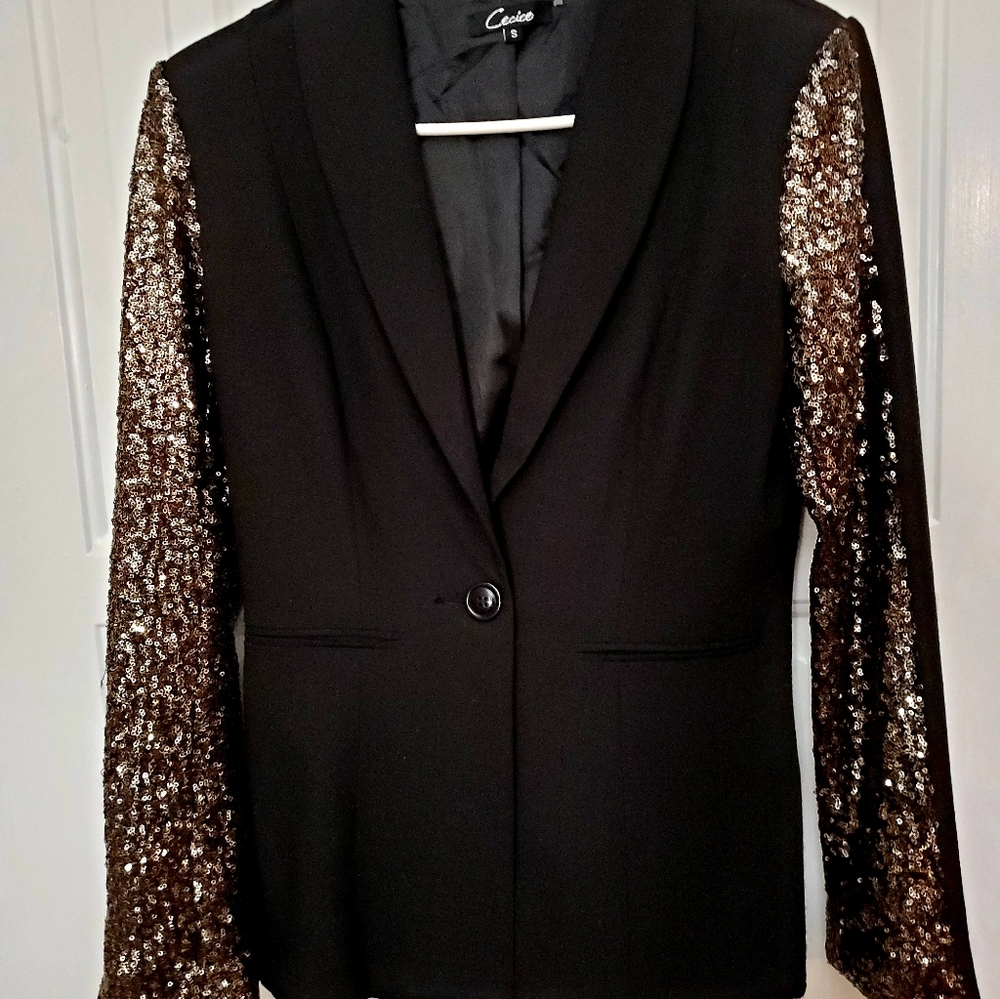 Black Sequin Sleeved Jacket sz S